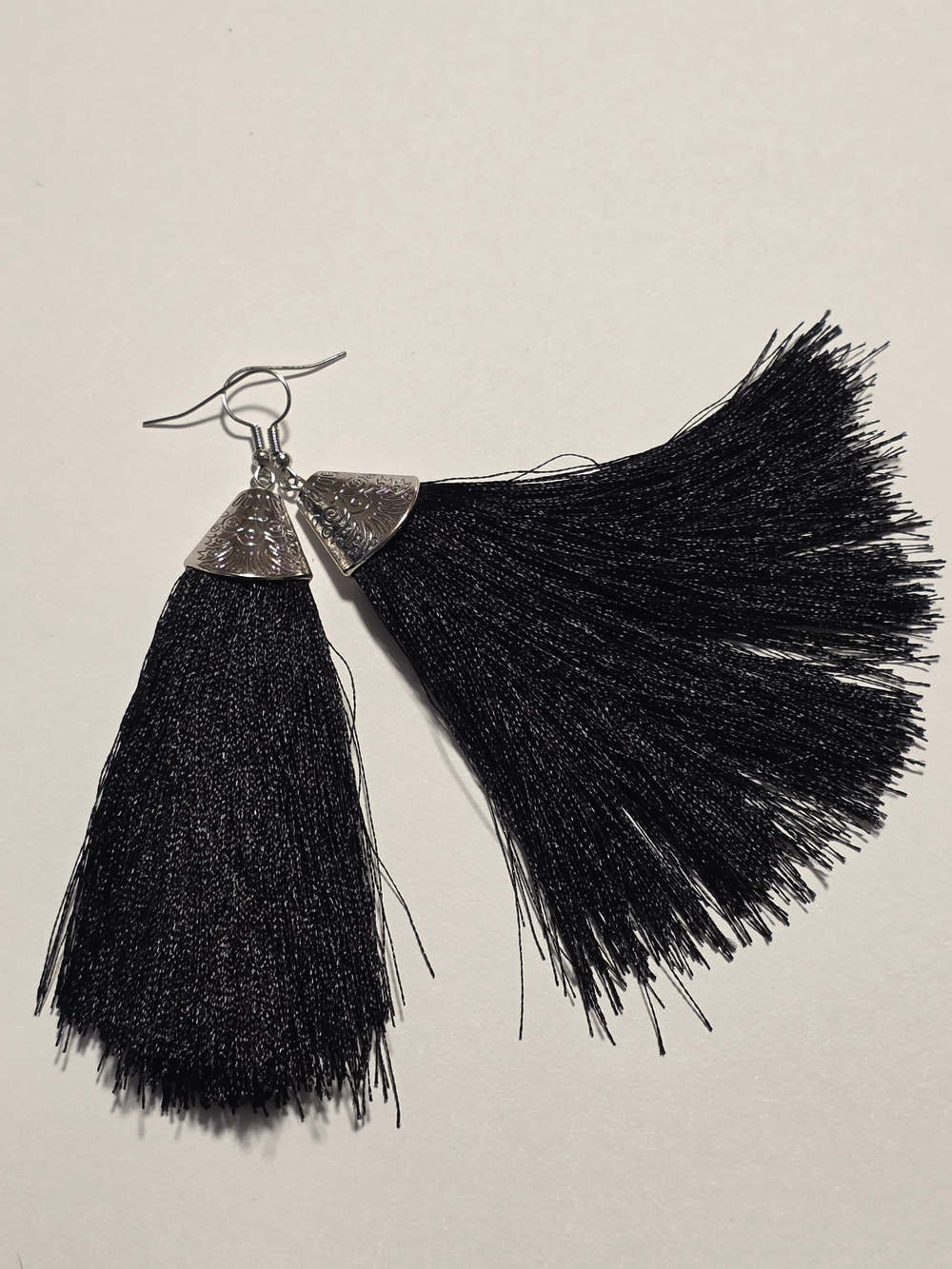 paparazzi Black Tassel Drop Earrings with Silver Cones